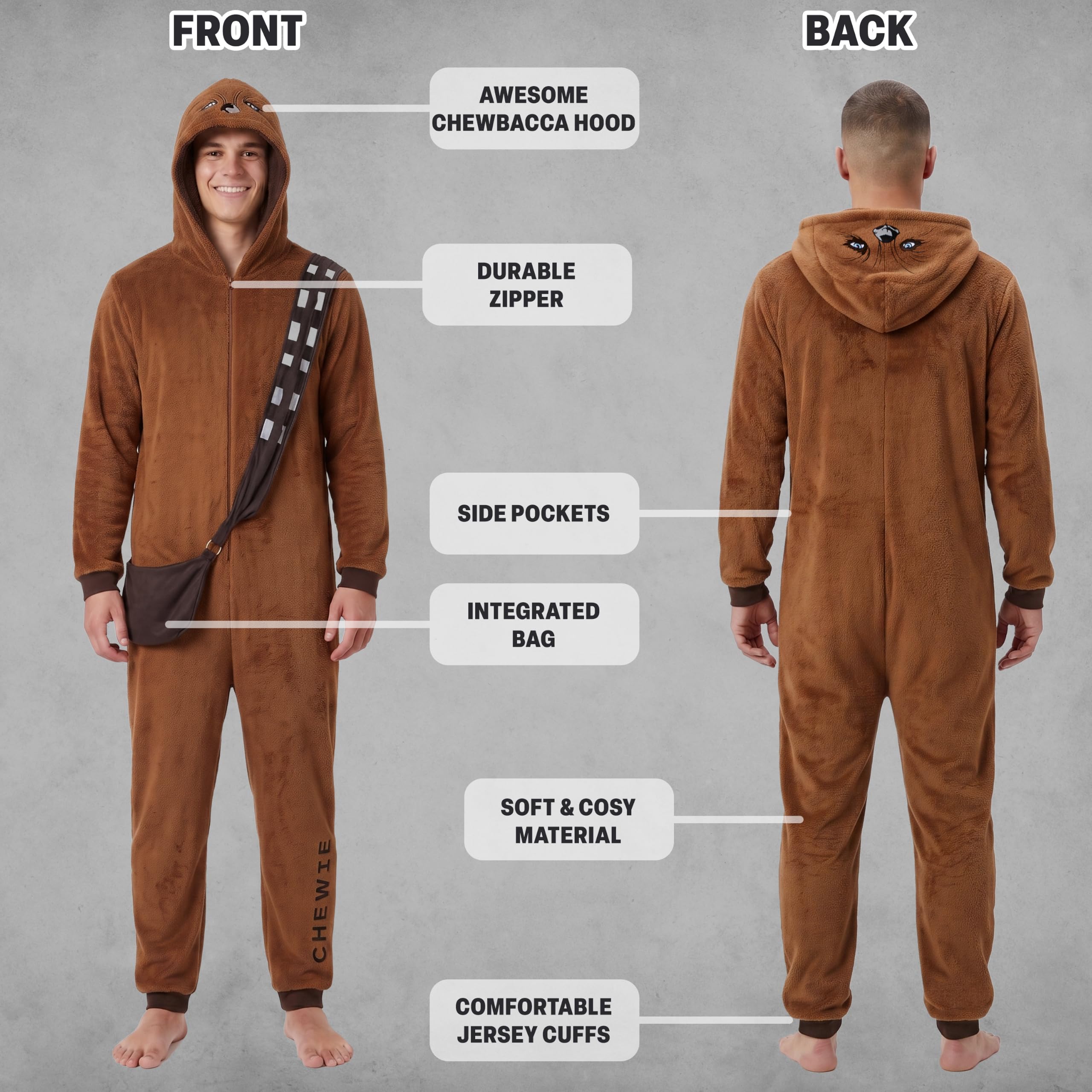 Get Trend Star Wars Mens Fleece Onesie, Cosy Adults Loungewear M-2XL