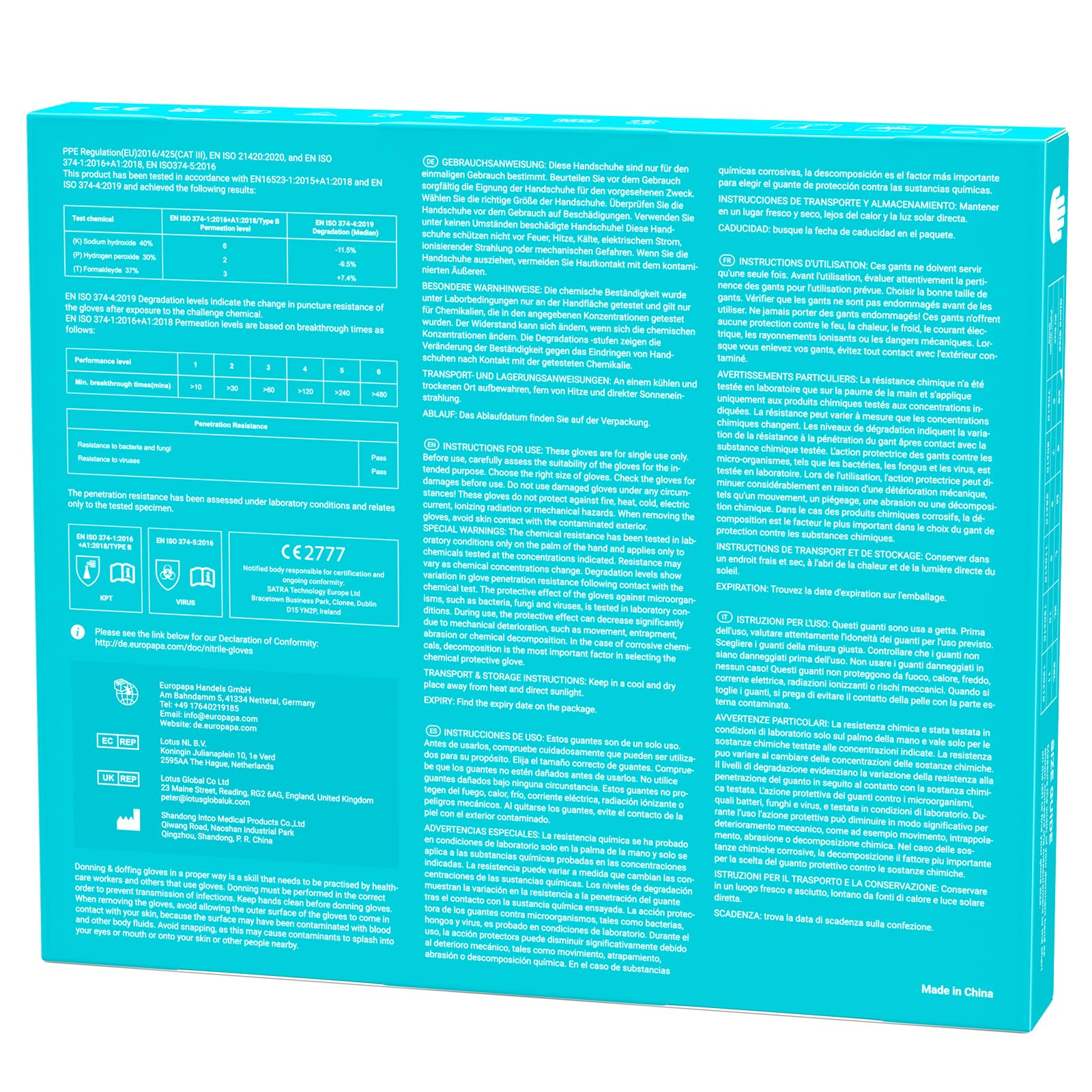 EUROPAPA® - 100 Guanti Monouso In Nitrile, Senza Lattice, Non Sterili (XS, Blu)