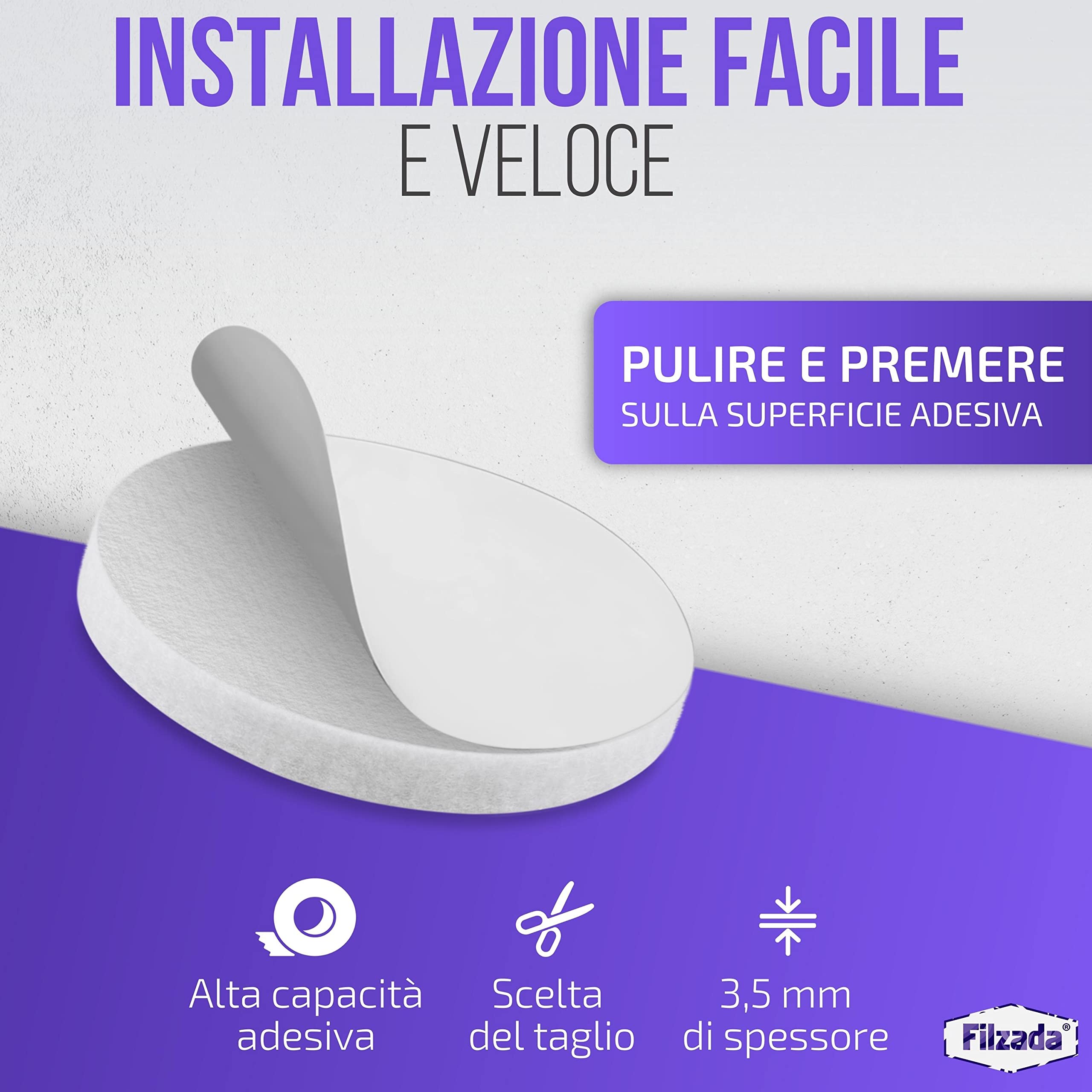Filzada® 64x Feltrini autoadesivi - Ø 20 mm (rotondo) - Bianco - Feltro professionale per mobili con adesione ideale