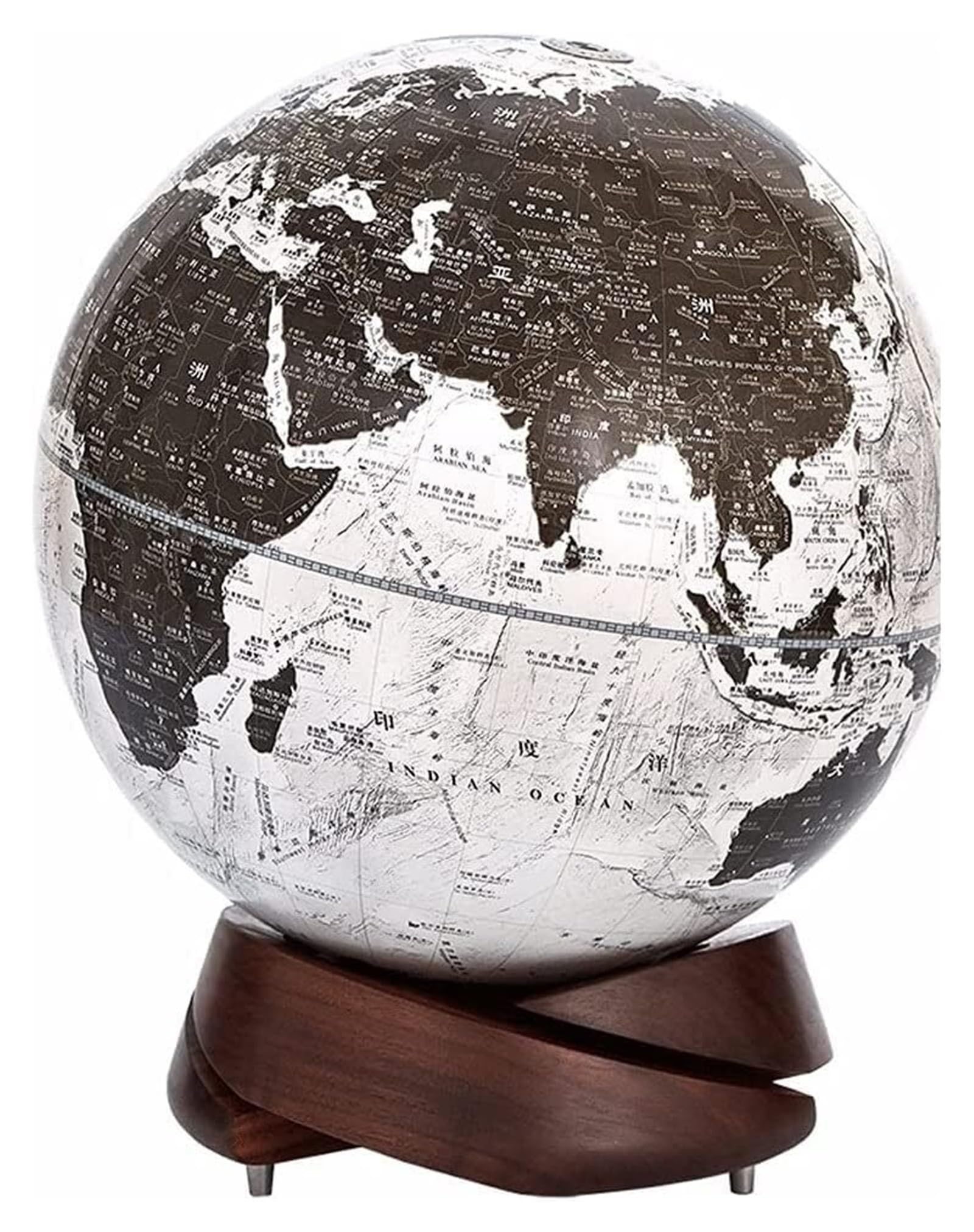 Weltkugel, niedlicher, eleganter, hochwertiger, dekorativer Weltkugel, kreativer geografischer Globus mit schwarzer Walnussbasis, 10 Zoll Durchmesser, Globus für die Dekoration im