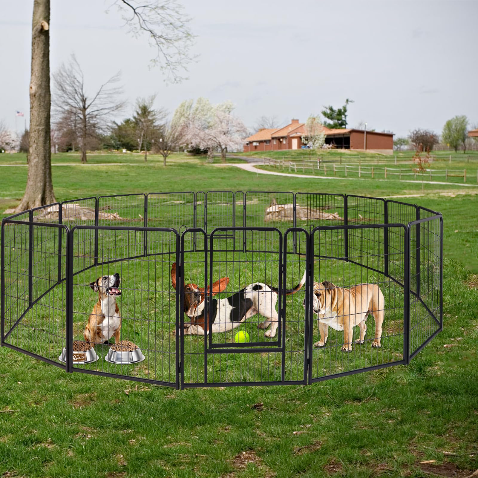 YUENFONG 16 TLG Welpenlaufstall Welpenauslauf 80cm hoch, Freilaufgehege Hundelaufstall Tierlaufstall mit Tür, für Hunde Kaninchen Kleintiere(XXXL, 1056x65x80cm)