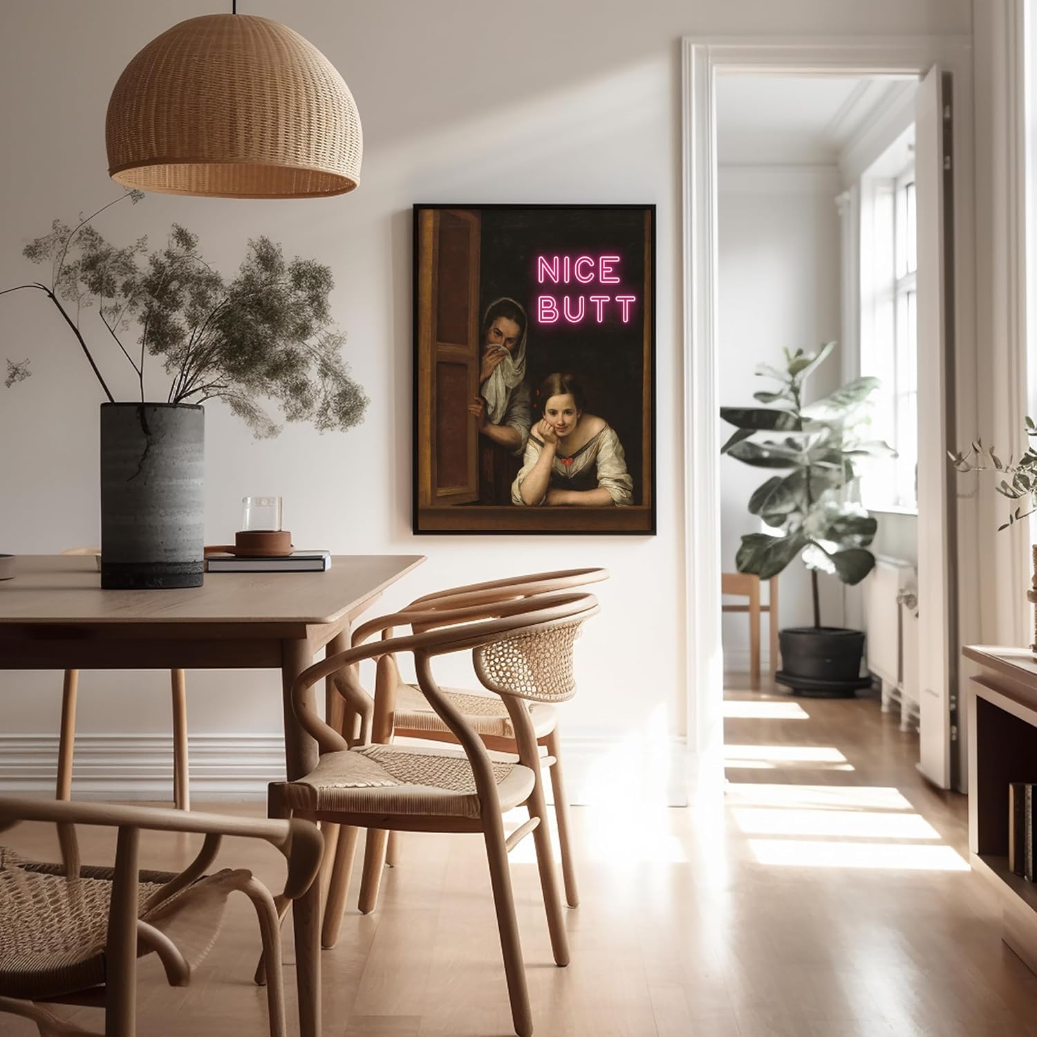 Poster Master Nice Butt Print - Two Women at a Window Poster - Altered & Pop Art - Gift for Men & Women - Baroque Art - Funny Wall Decor for Dorm, Bedroom or Bathroom - 8x10 UNFRAMED Wall Art