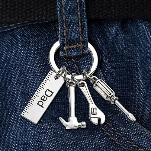 Miniatura 7 de Llavero con martillo de regla, destornillador para regalos del padre, llavero para el día de papá, cambiador para monedero