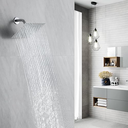 Miniatura 6 de Cabezal de ducha tipo cascada, de acero inoxidable de 8 pulgadas, de acero inoxidable, cabezal de ducha de alta presión, cabezal de repuesto de