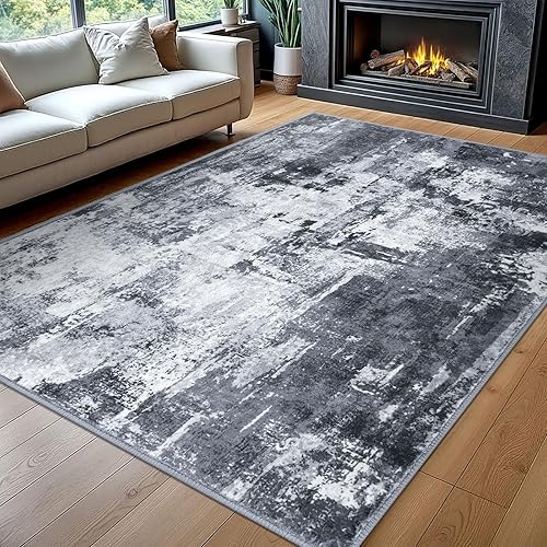 Miniatura 117 de KOZYFLY Alfombra moderna abstracta lavable de 2.6 x 10 pies, antideslizante, suave, alfombra de camino de cocina, alfombra a rayas azules óxido para