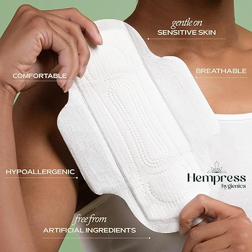 Miniatura 4 de Hempress - Almohadillas ultrafinas para mujer, 36 unidades, almohadillas orgánicas de cuidado femenino, algodón ultra absorbente de flujo regular