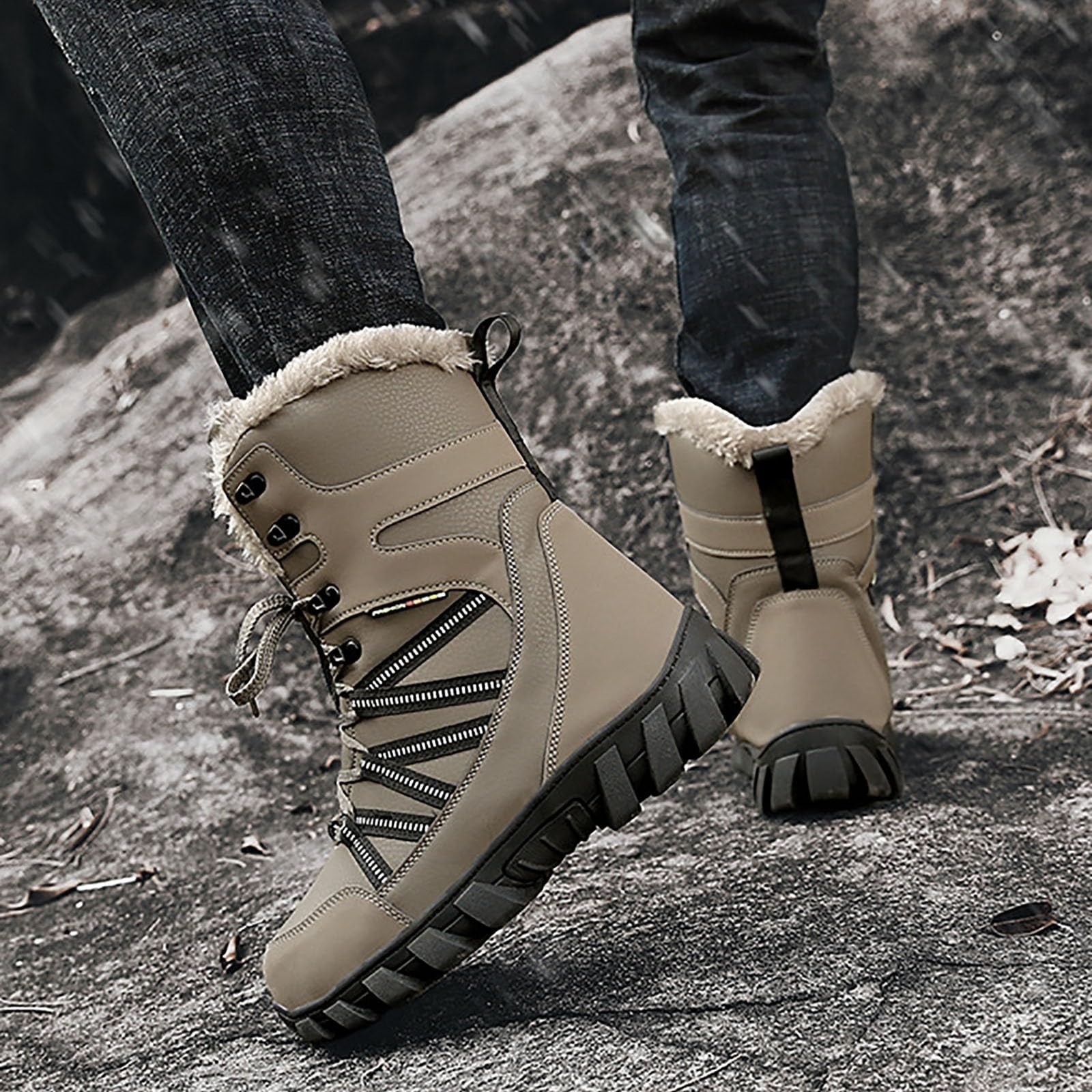 Botas de invierno para hombre, talla grande, para exteriores, para invierno, para nieve, desierto, de piel, tacón de bloque, para caminar por la ciudad fría, Chelsea, impermeables, antideslizantes