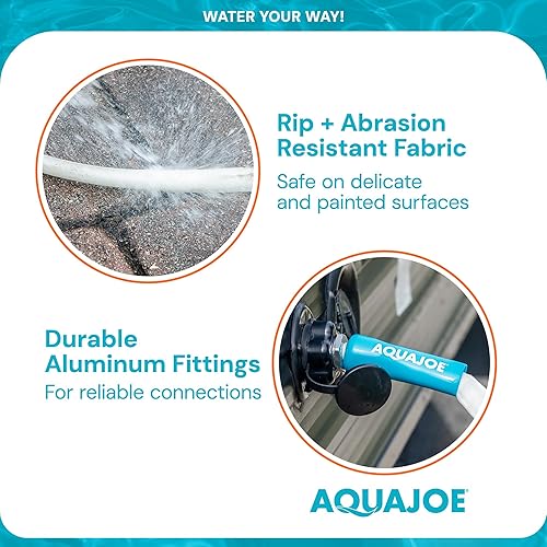 Miniatura 5 de Aqua Joe AJFJH50-58-RV - Manguera de agua para autocaravana con chaqueta flexible de fibra de grado marino, 50 pies, herramienta de riego