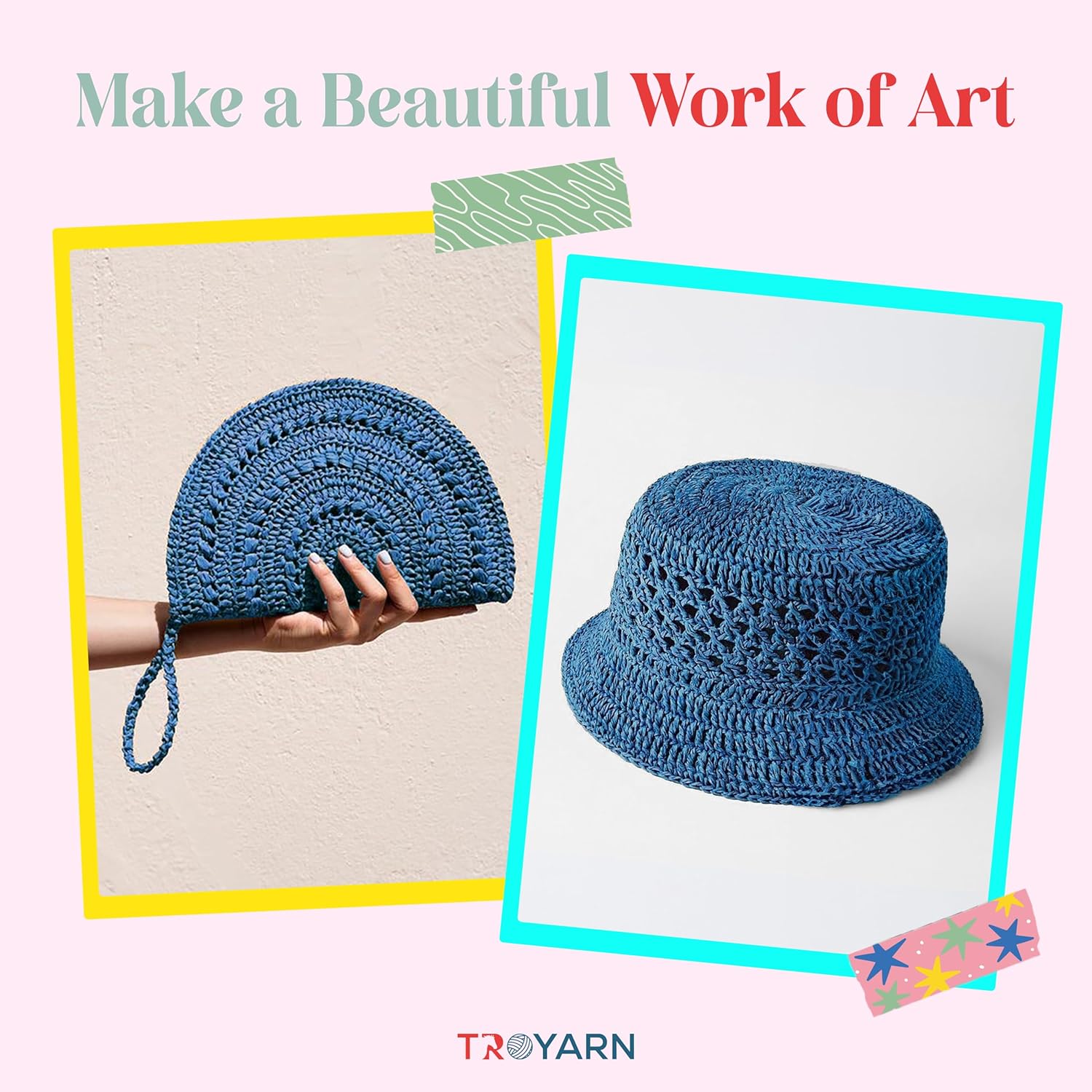 Troyarn Twisted Raffia Yarn for Crafting and Design for Creative Projects, Sustainable Soft Beach Bag,Hat, Hand Knitting Handbags Medium(4) 100% Polyester/(3x3.52 Oz)/(3x109 Yd) (11819 - Denim Blue)