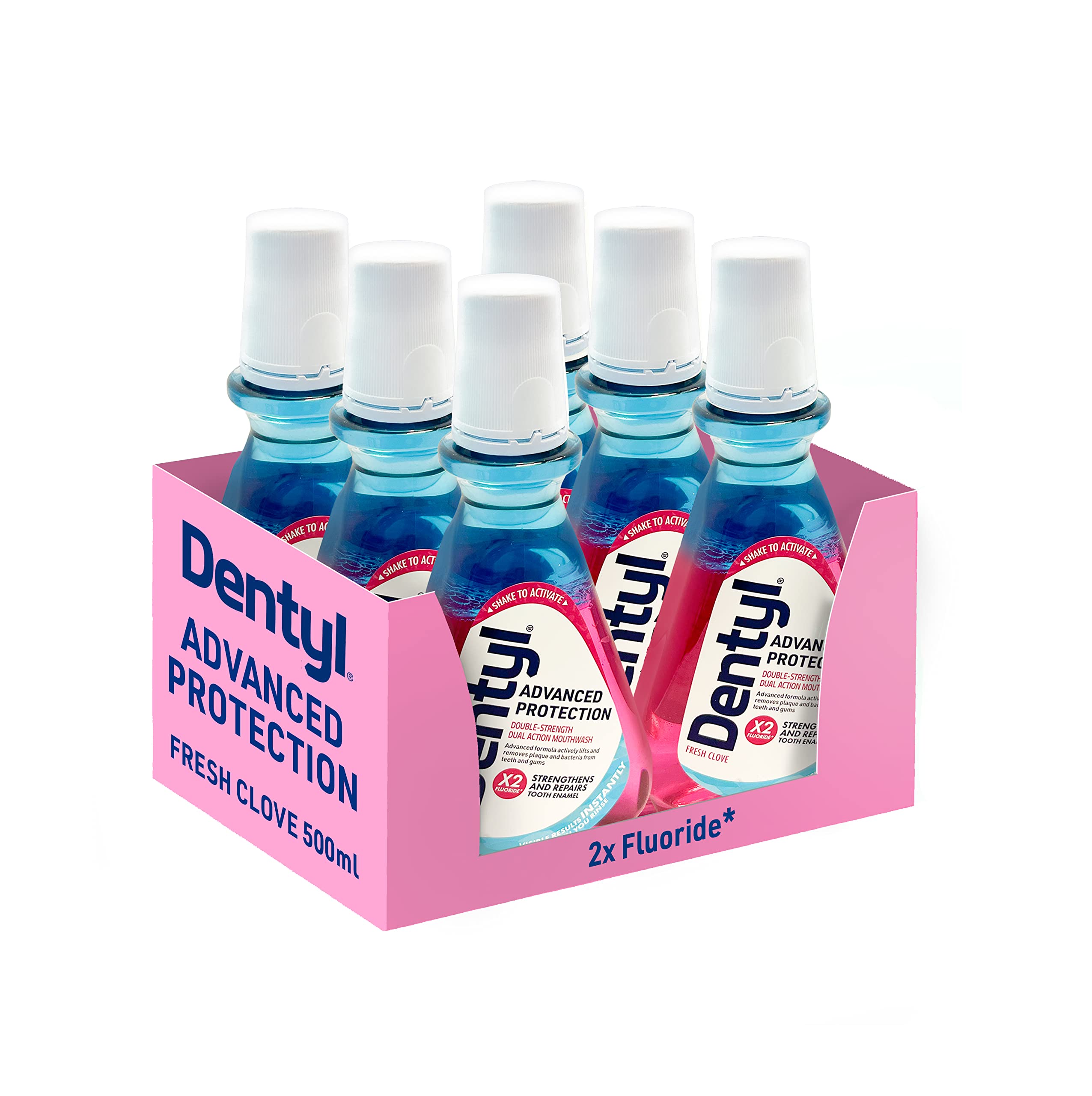 Dentyl Advanced Protection Mouthwash, High Fluoride, Repairs and Protects Tooth Enamel, Alcohol Free, Fresh Clove, 6x500ml
