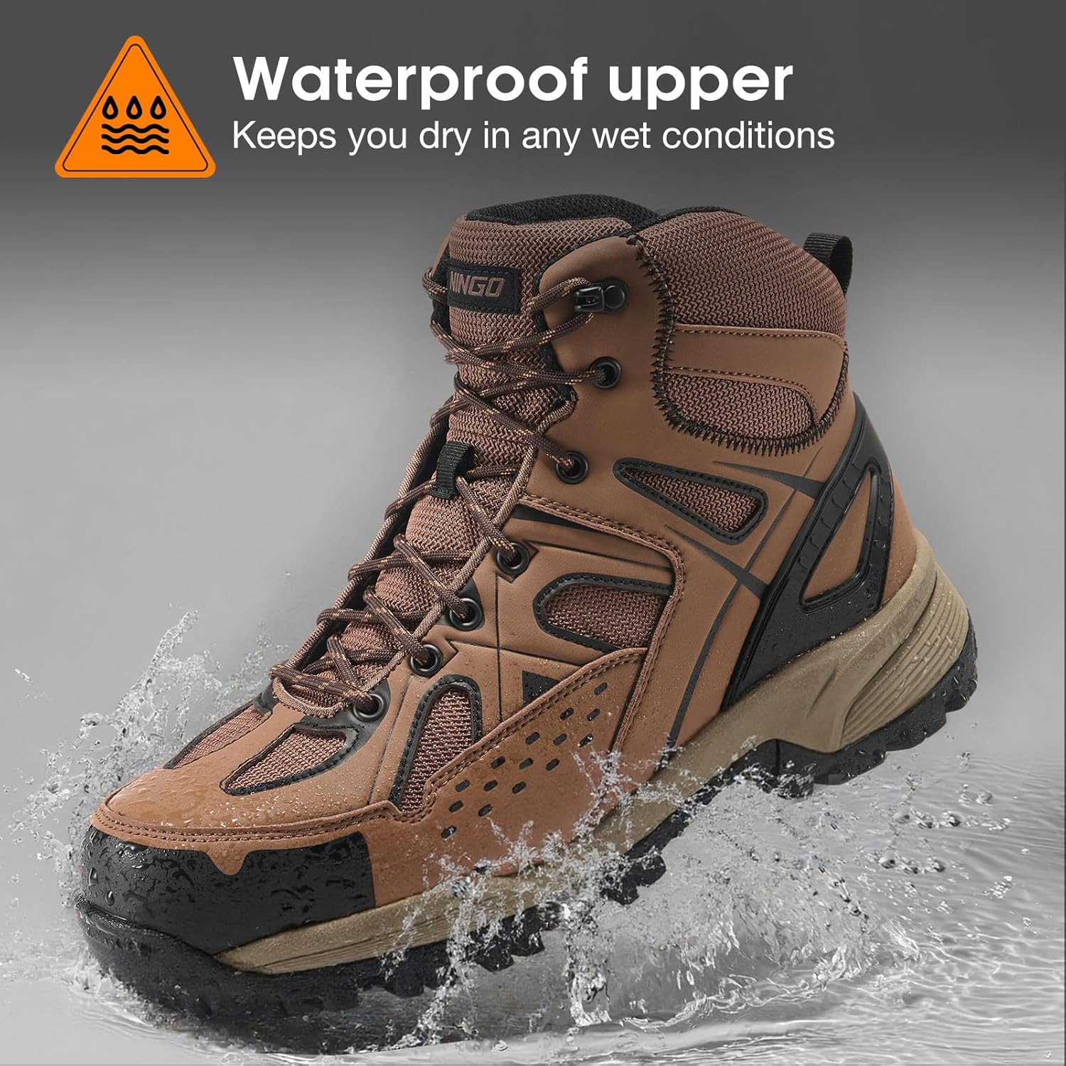 NINGO Steel Toe Work Boots for Men, Waterproof Leather Safety Boots with Slip Resistant Rubber Outsole, EH protection, 6'' Comfortable Mens Work Shoes for Construction, Industrial, Outdoor Working - Image 5