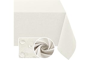 H. VERSAILTEX Linen Textured Rectangle Off White Tablecloth