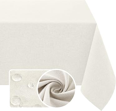 مفرش طاولة من الكتان H.VERSAILTEX مقاس 60 x 120 مفرش طاولة مزخرف مقاوم للماء وغطاء مظهر من الكتان مقاوم للانسكاب لطاولة الحفلات، قماش ناعم وسميك للغاية وخالي من التجاعيد، عاجي هيذر