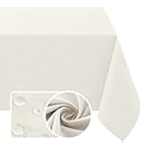H.VERSAILTEX Linen Textured Tablecloth 60 x 84 Waterproof Decorative Table Cloth Spill-Proof Linen Look Cover for Party Table Extra Soft and Thick Fabric Wrinkle Free, Heather Ivory