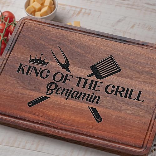 Miniatura 9 de Personalized Cutting Boards, Custom King of the Grill Cutting Board for Men, Dad, Grandpa, Son, Unique Barbeque Grilling Gift Idea for Christmas,