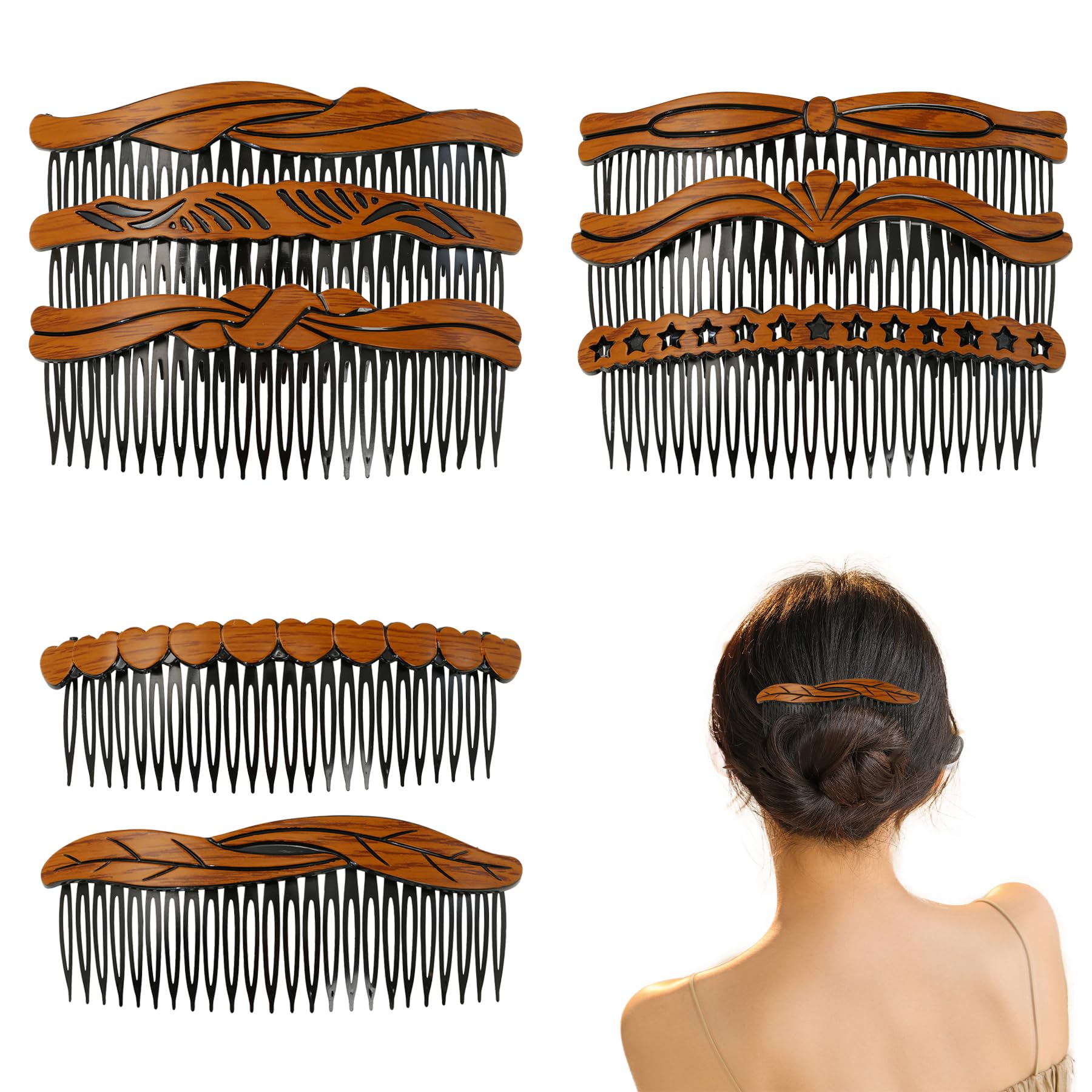 Französischer Haarkamm – 8 Stück Haarspangen für Frauen, französischer Kamm, französische Seitenkämme, Haarkamm für Frauen, Retro-Kunststoff, französische Haarspangen für Braut, Hochzeit, Party