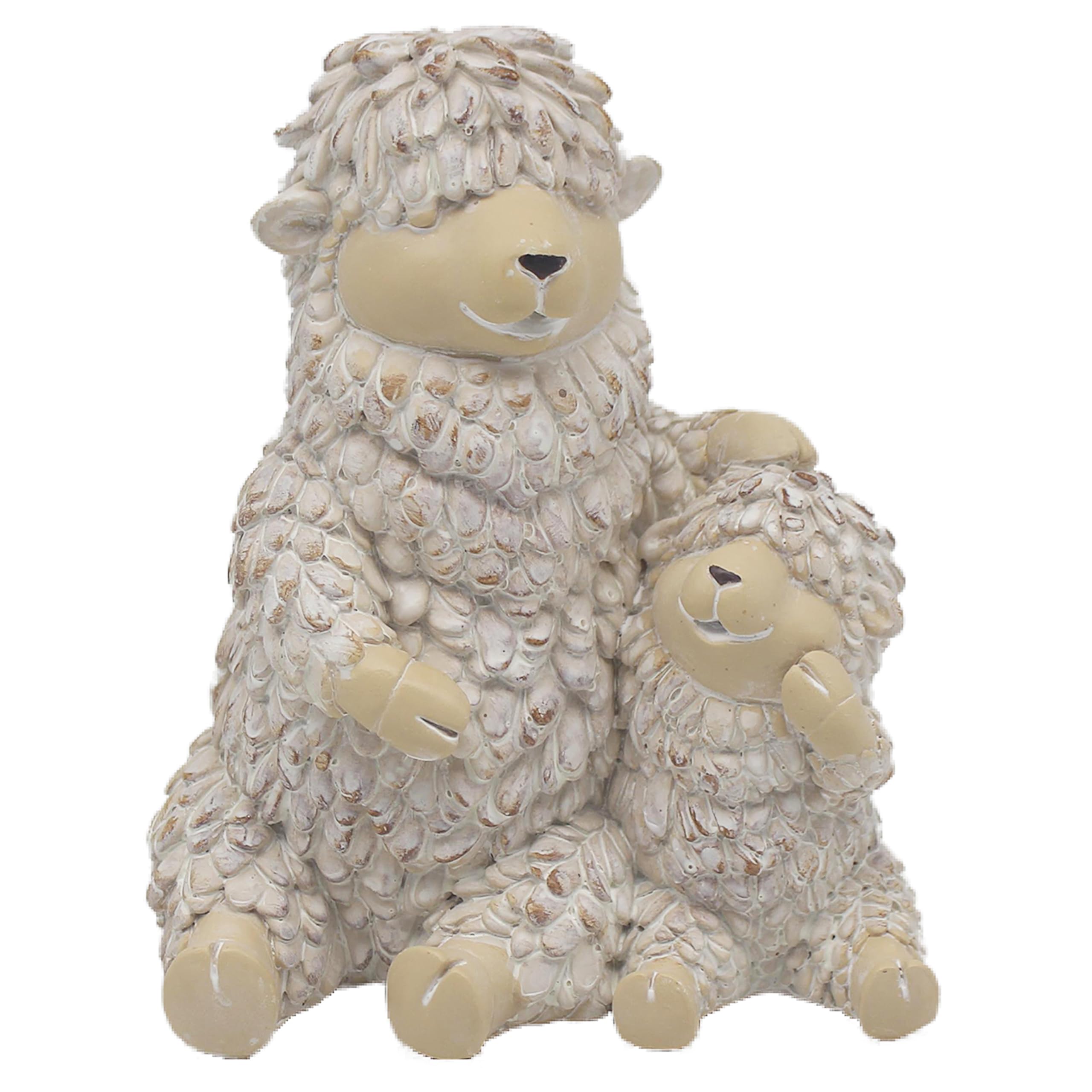 The Leonardo Collection Shaggy Sheep With Lamb Figurines Statues For Home Decor | Ideal Ornaments Friendship Gifts For Women & Men | Lovely Table Centerpiece & Living Room Accessories
