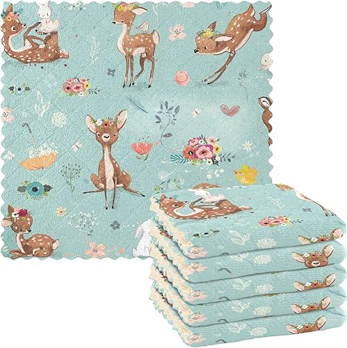 Miniatura 1 de Seamless Pattern Little Deer Hare Microfiber Hand Towel Printed Funny Kitchen Tea Towels Terrycloth Dish Towels Hearth and Hand Kitchen Towels