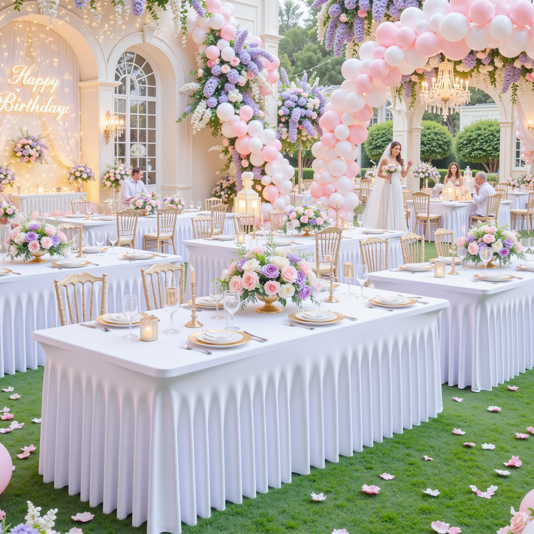 Mantel Rectangular Blanco de 1,8 m para Fiestas, Baby Shower, niñas, cumpleaños, Banquetes, 2 Unidades