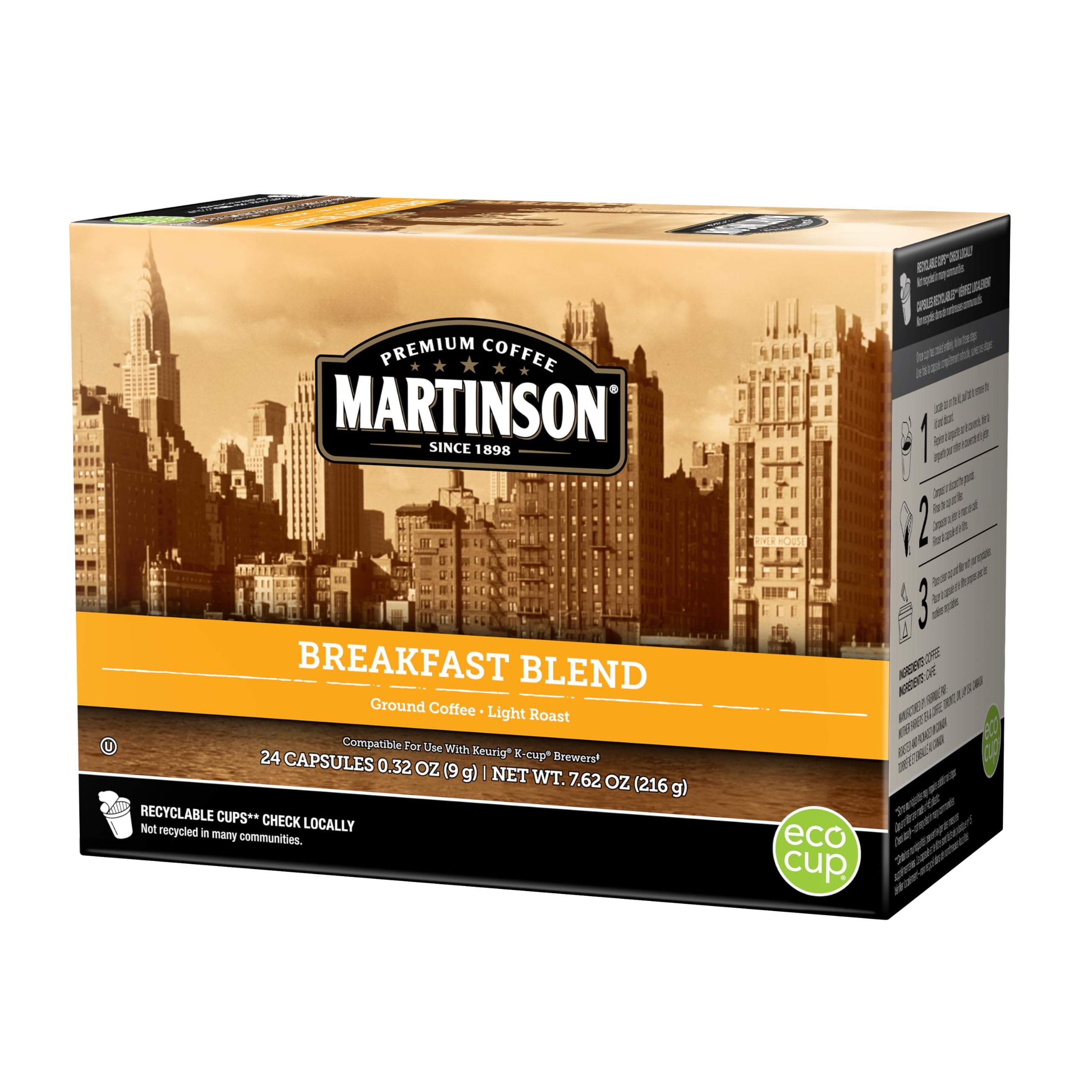 Amazon.com: Martinson Single Serve Coffee Capsules, Breakfast Blend ...