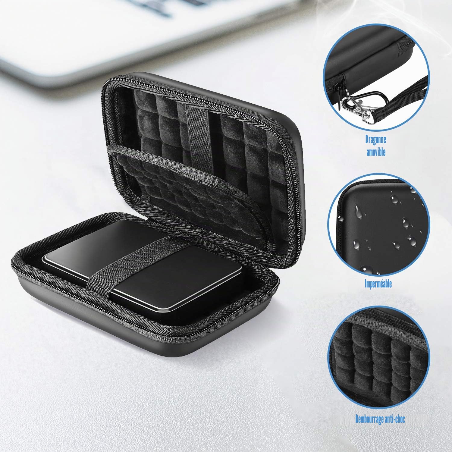 ProCase Étui Disque Dur Externe 2,5" Housse Protection WD Toshiba Canvio Seagate Samsung SSD HDD Antichoc
