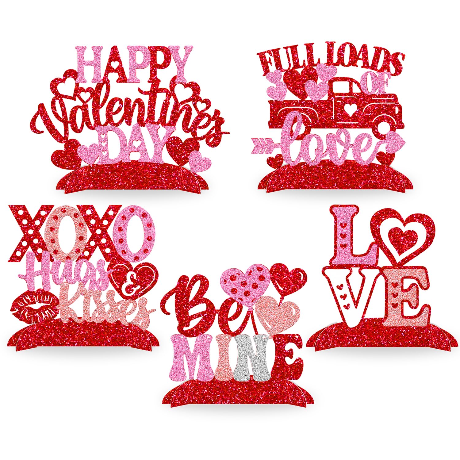 Valentines Day Table Centerpiece Decorations Full Loads of Love Be Mine Love XOXO Hugs Kisses Sign for Valentines Day Engagement Wedding Proposal Courtship Anniversary Romantic Party Supplies