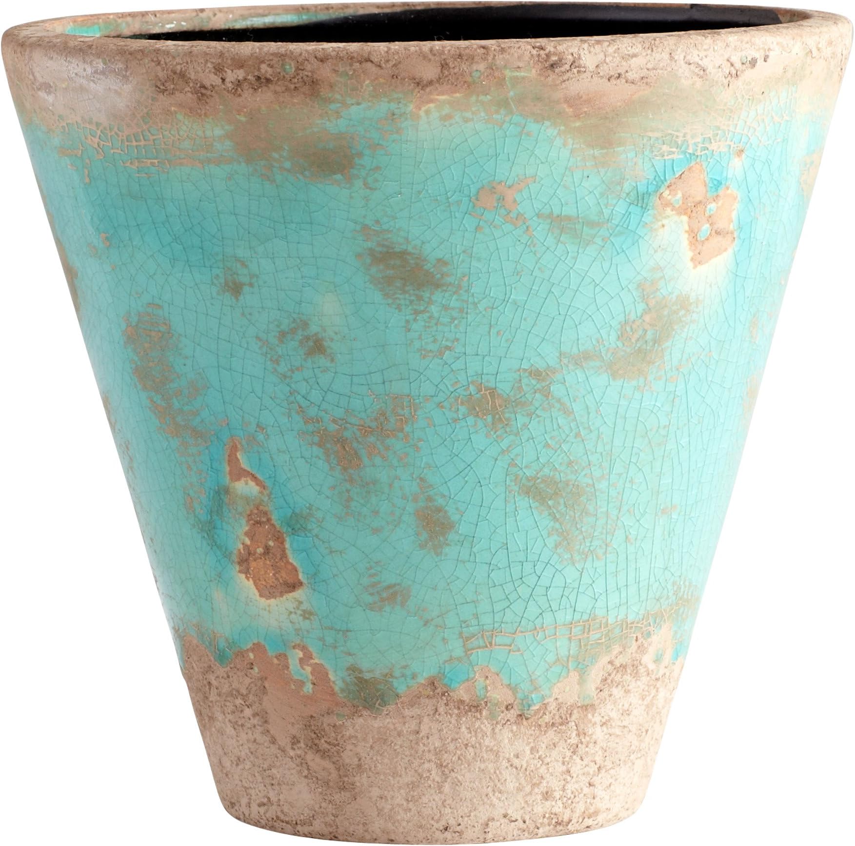 Cyan Design Ceramic Large Cane Planter - Turquoise Glaze