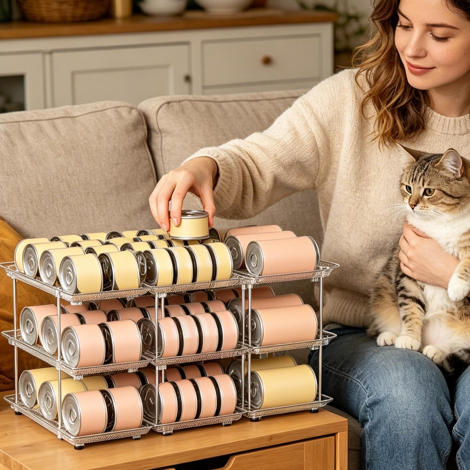 Dispensador De Latas Para Cocina Estante Ahorrador De Espacio Con Divisor | Estante Organizador De Latas Sopa Para Cocina Armario Garaje Dormitorio Regalo Inauguración Casa Cumpleaños