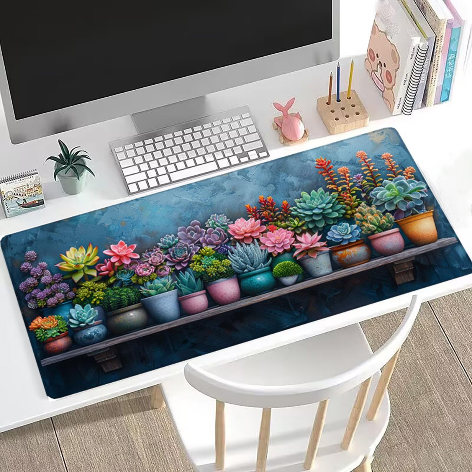 XXL Tappetino Mouse 1500x800 mm Gaming Pianta Sottomano Scrivania Ufficio, Succulenta Mousepad Antiscivolo con Base Stabile, Tappeto per Mouse e Tastiera, Accessori Scrivania Gaming, Lavoro H0-1059