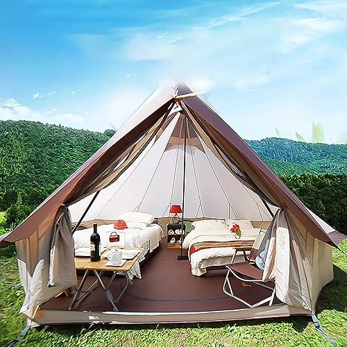 Miniatura 2 de Tienda de campaña de lona impermeable para exteriores, tienda de campaña familiar grande con puerta de malla y ventanas, tienda de campaña para