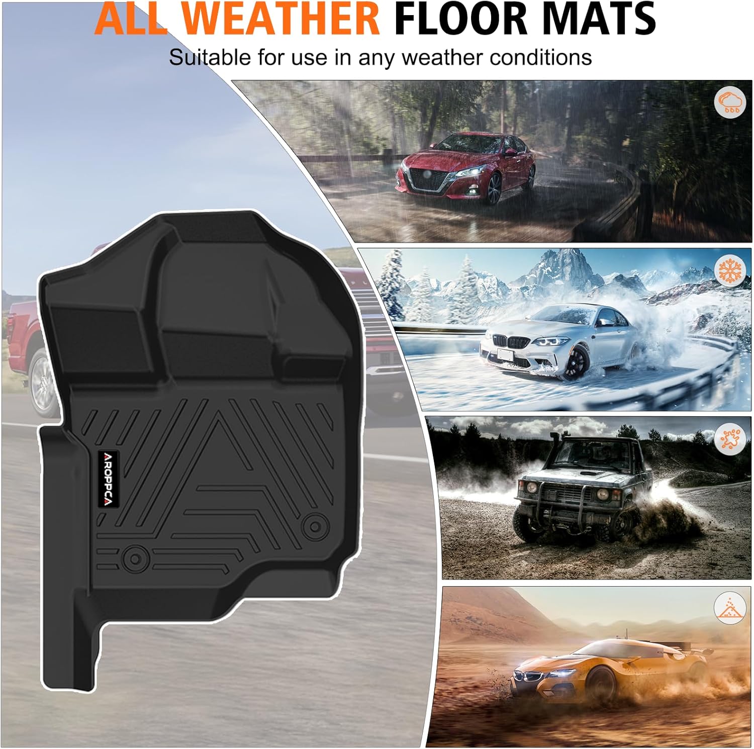 All Weather Car Floor Mats for Ford F150/F-150 2015-2025 SuperCrew Cab (Includes 22-24 Lightning Models), TPE Rubber Floor Liners Anti-Slip Full Set Automotive Mats for 2025 Ford F-150 Accessories - Image 7
