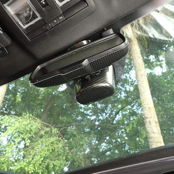 Voodonala for Challenger ABS Carbon Fiber Interior Rearview Mirror Cover Panel Trim for 2015-2024+ Dodge Challenger Interior Accessories,4pcs