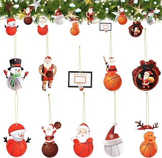 Geetery 20 Pcs Christmas Basketball Sports Ornaments with Rope