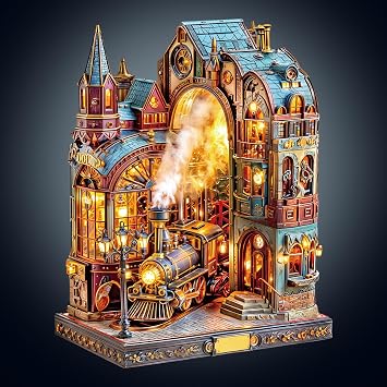 WOODBESTS Wooden Puzzles for Adults165 Pieces-11.4 * 9.1in Steam Platform Wood Puzzles Adult-Unique Shape Wooden Jigsaw Puzzles with Wooden Storage Box-Personalized Gifts for Puzzle Lovers