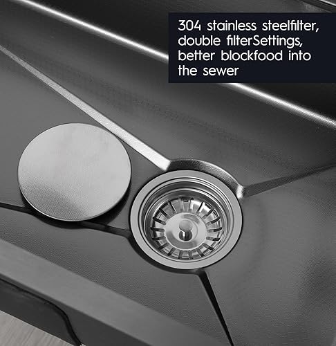 Miniatura 8 de Fregadero de cocina de 30 pulgadas con grifo combinado de cascada de acero inoxidable negro cascada fregadero de cocina encimera de cocina