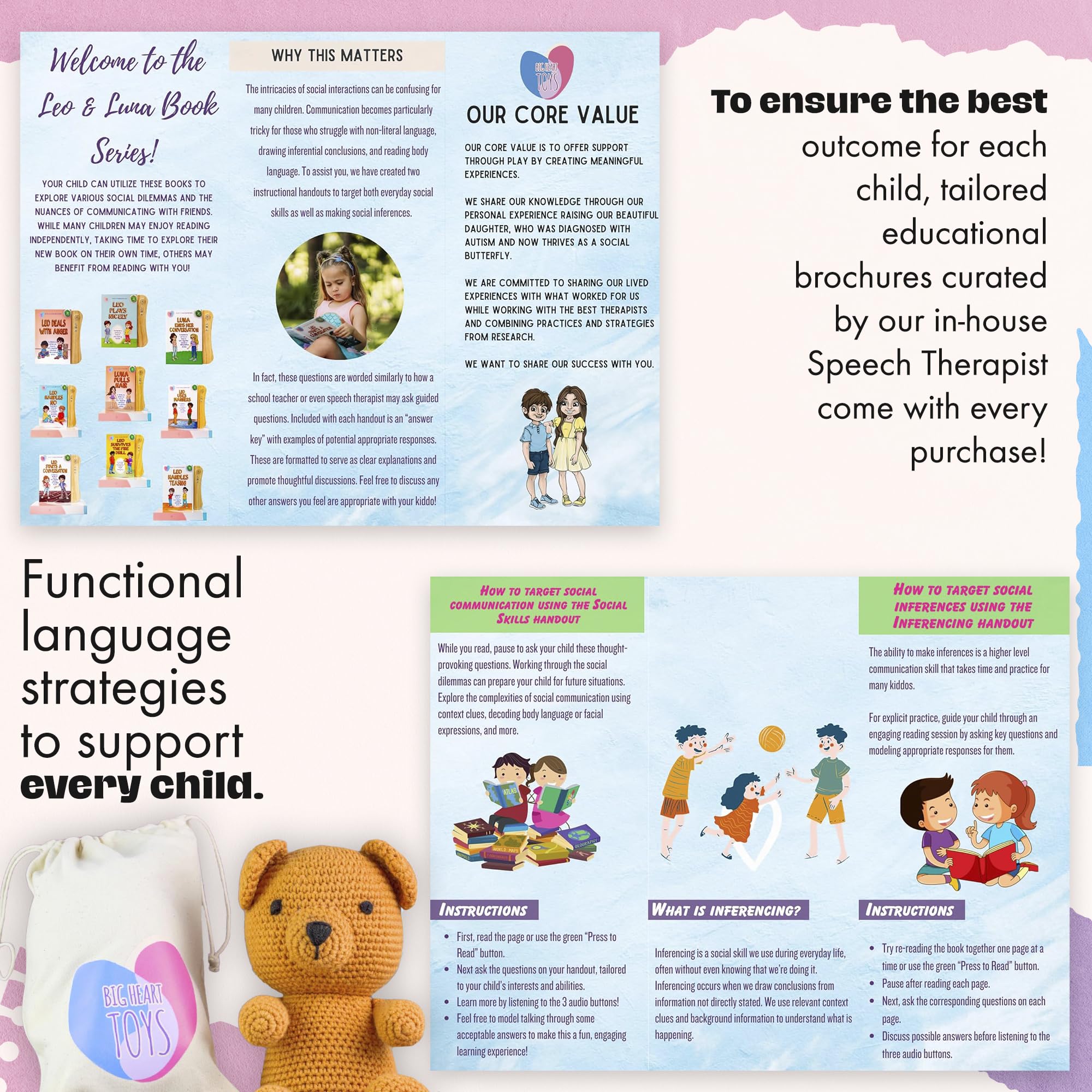 Big Heart Toys Luna Makes a Friend Sound Book for Kids with Autism | Montessori Autism Sensory books | Builds Social Skills, Emotional Learning & Communication | Neurodivergent Children's sound Books