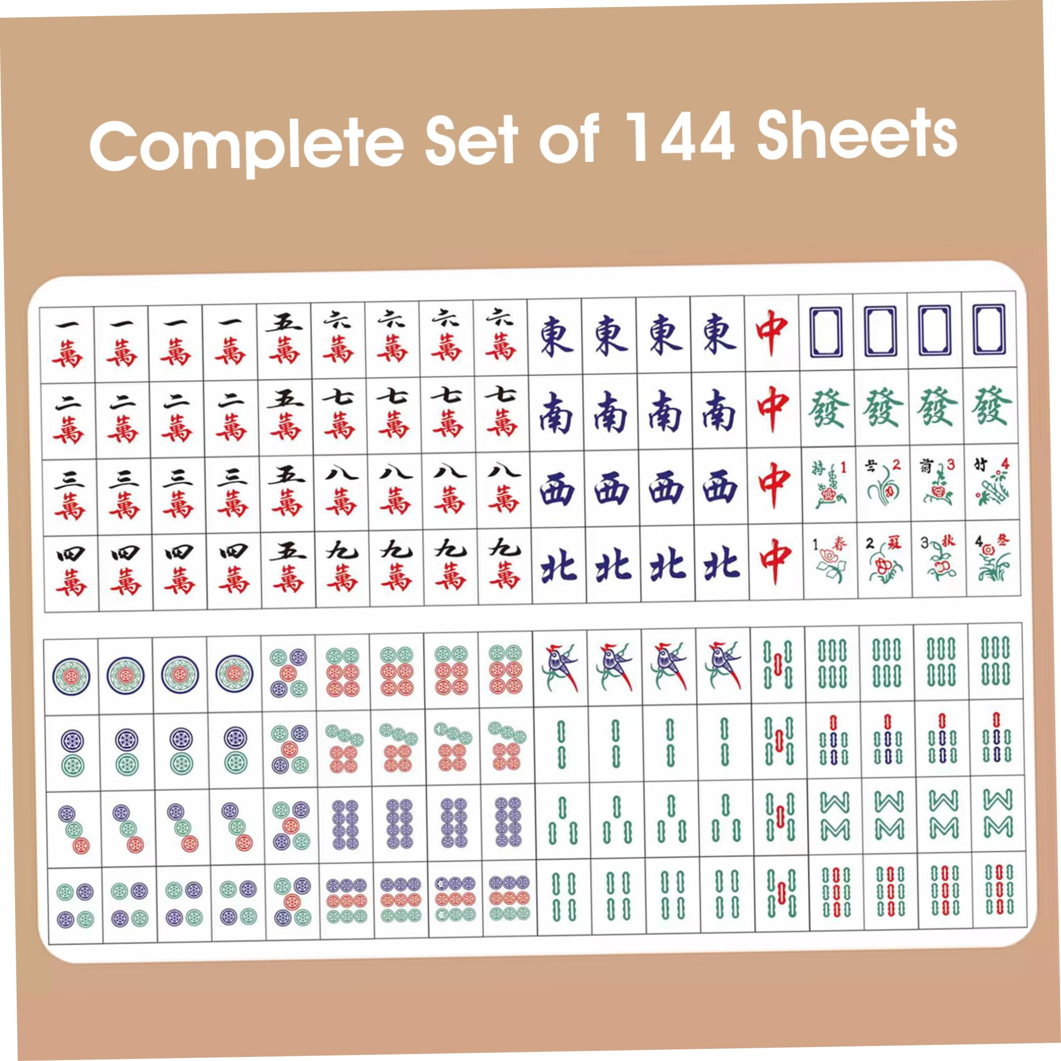 Set da viaggio Mahjong con 144 tessere, set Mahjong cinese numerato con 4 supporti antiscivolo e borsa per il trasporto per il tempo libero all'aperto Nero