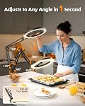 Magnetic Ring Light with Stand and Phone Holder, LUXSURE Overhead Phone Mount for iPhone, Tripod with 10" Ring Light and Remote, Ideal for Video Recording,Live Streaming,Cooking Video,Content Creator