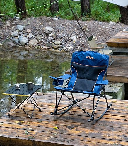 Miniatura 7 de iClimb Mecedora plegable acolchada resistente para camping, patio, porche, patio, césped, jardín, balcón, balancín para interiores y exteriores con