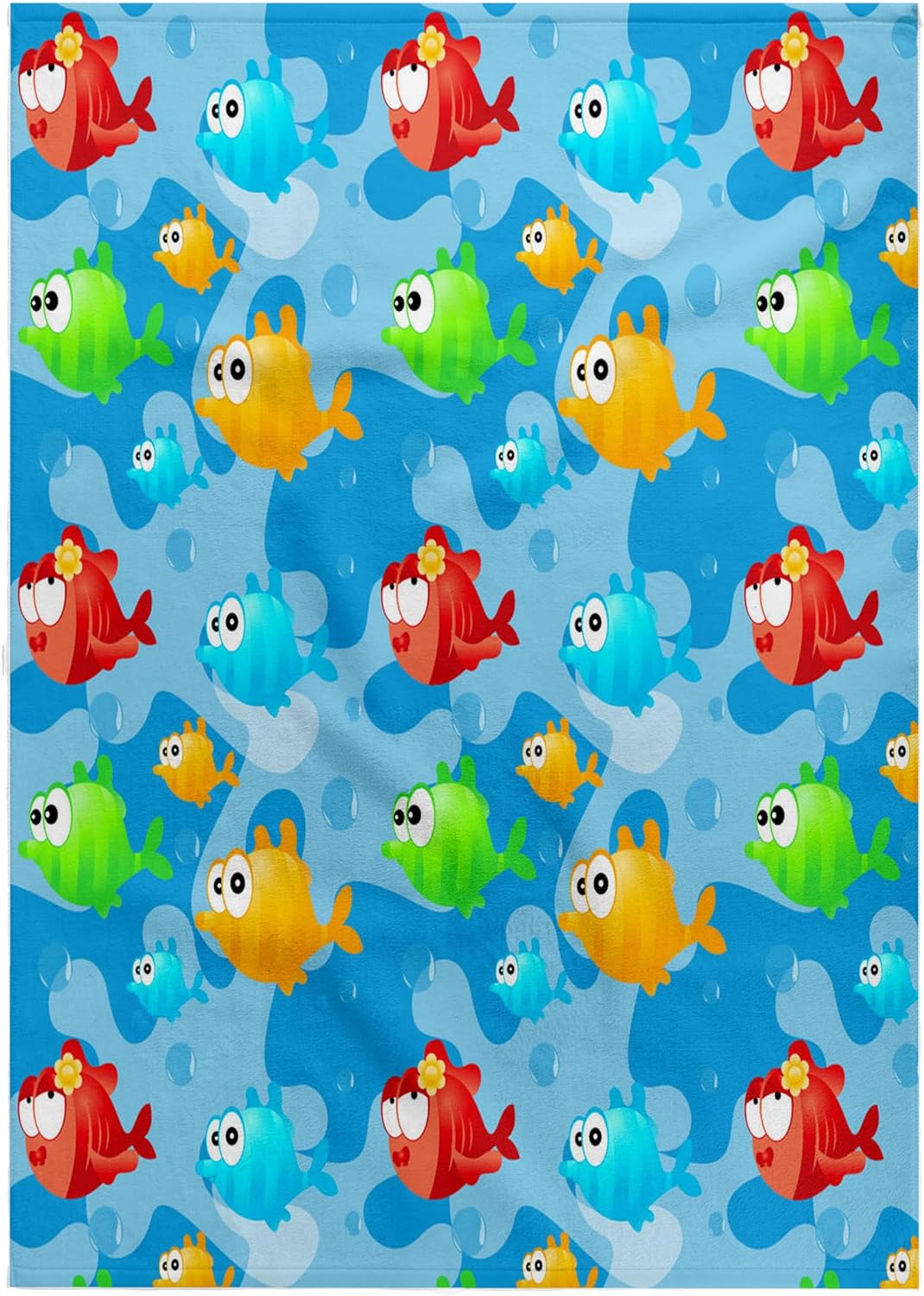 3dRose Red, Blue, and Gold Cute Fish Pattern 22x30 Bath Hand Pool Towel