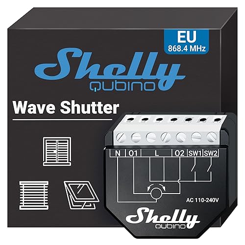 Immagine del prodotto Shelly Qubino Wave Shutter, Interruttore Z-Wave, 2 Relè, Controllo e Gestione di Motori per Tapparelle, Nero