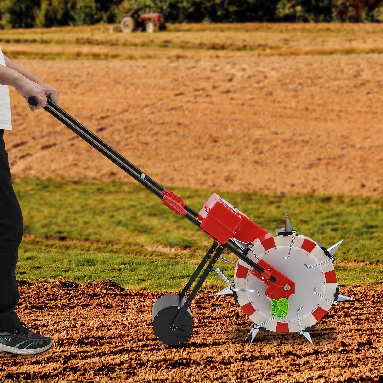Sembradora de Rodillo de Empuje Manual de un Solo Puerto, sembradora de jardín de precisión sembradora de hileras, espaciado de 26 cm, para Plantar Semillas Dentro de 3-15 mm