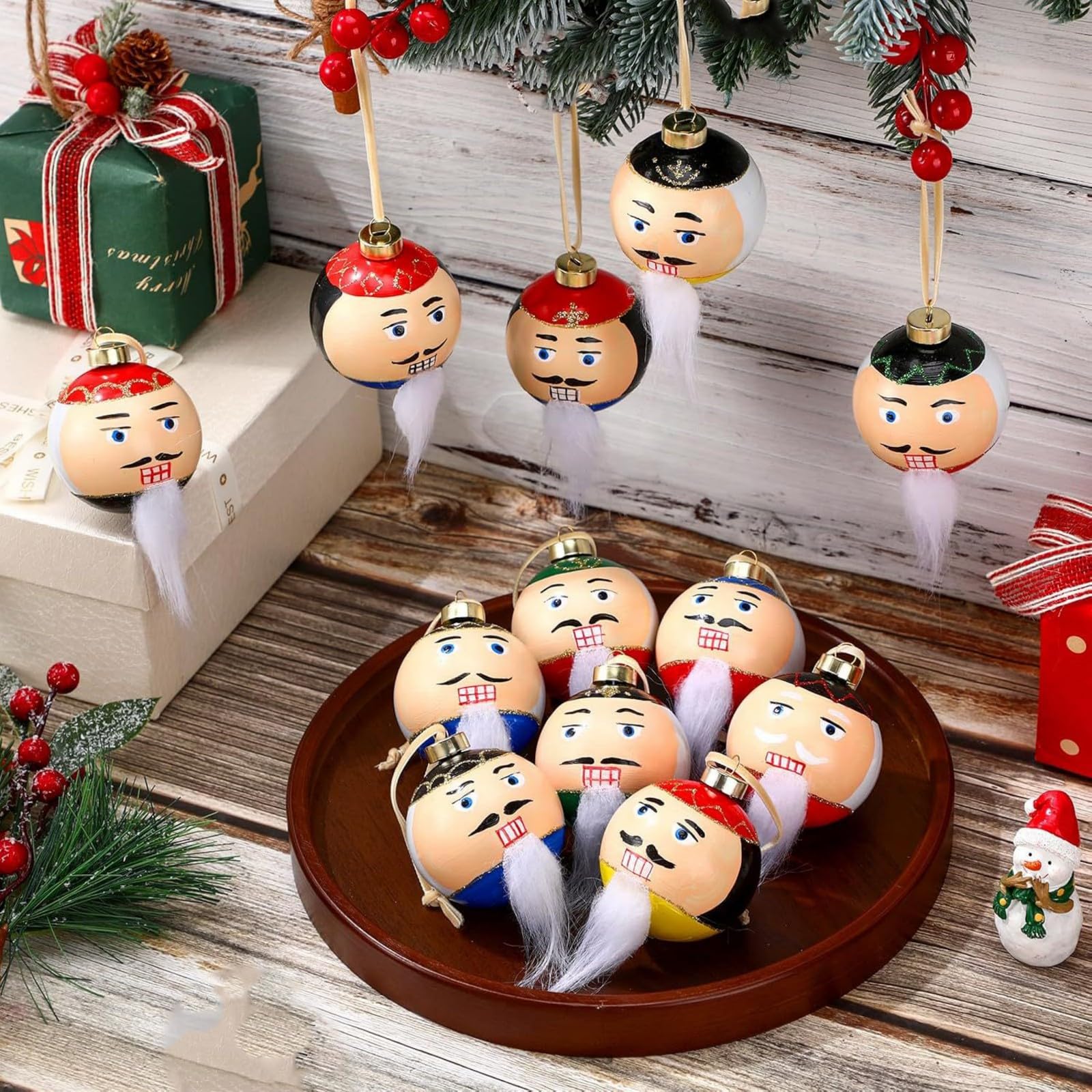 12 bolas inastillables para colgar en el árbol de Navidad, decoración para mantel, escalera, ventana, puerta, decoración irrompible