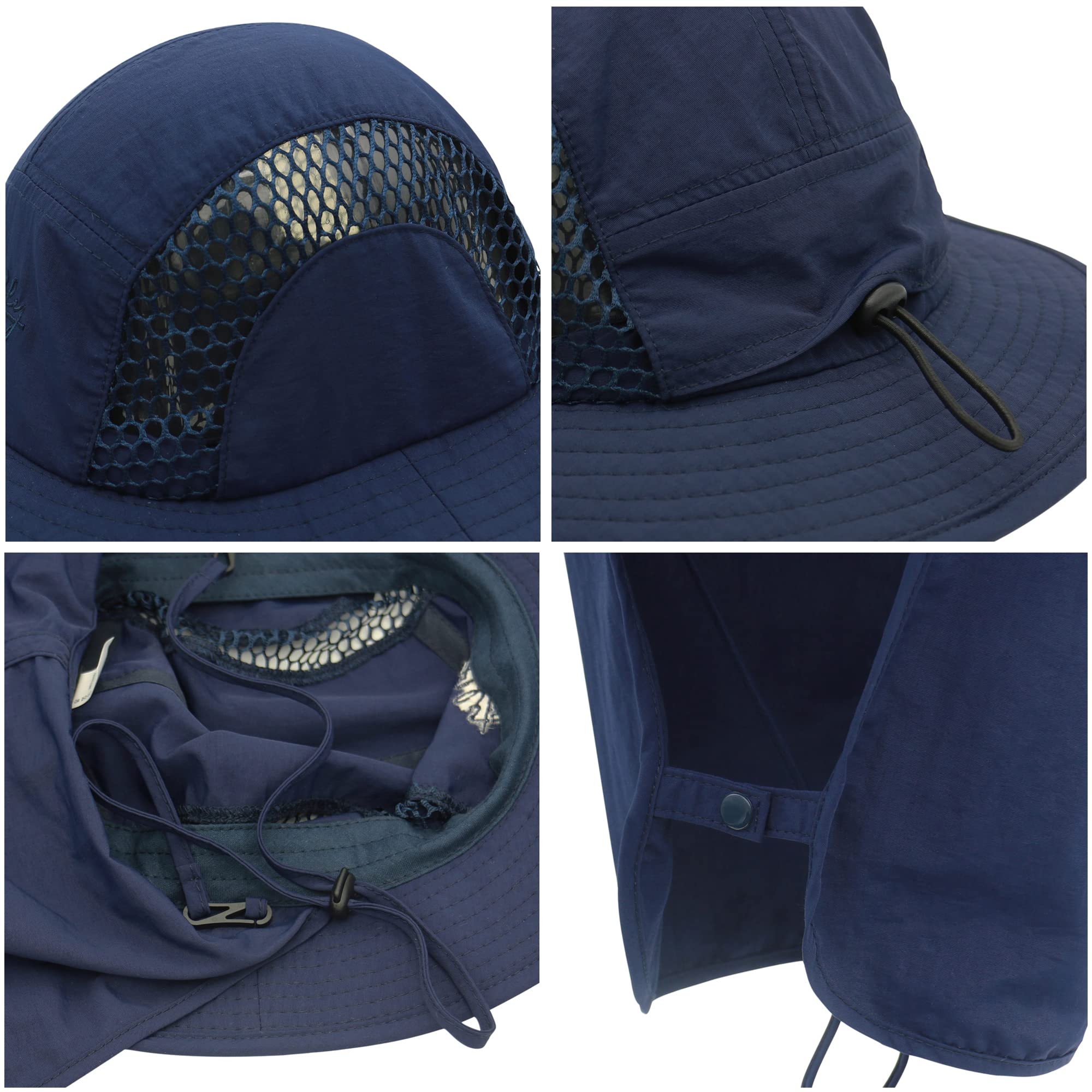 Unisex Safari Cap z bardzo długą ochroną karku, kapelusz przeciwsłoneczny, czapka legionistyczna UPF 50+, ochrona przed promieniowaniem UV, oddychająca, na kemping, do aktywności na świeżym