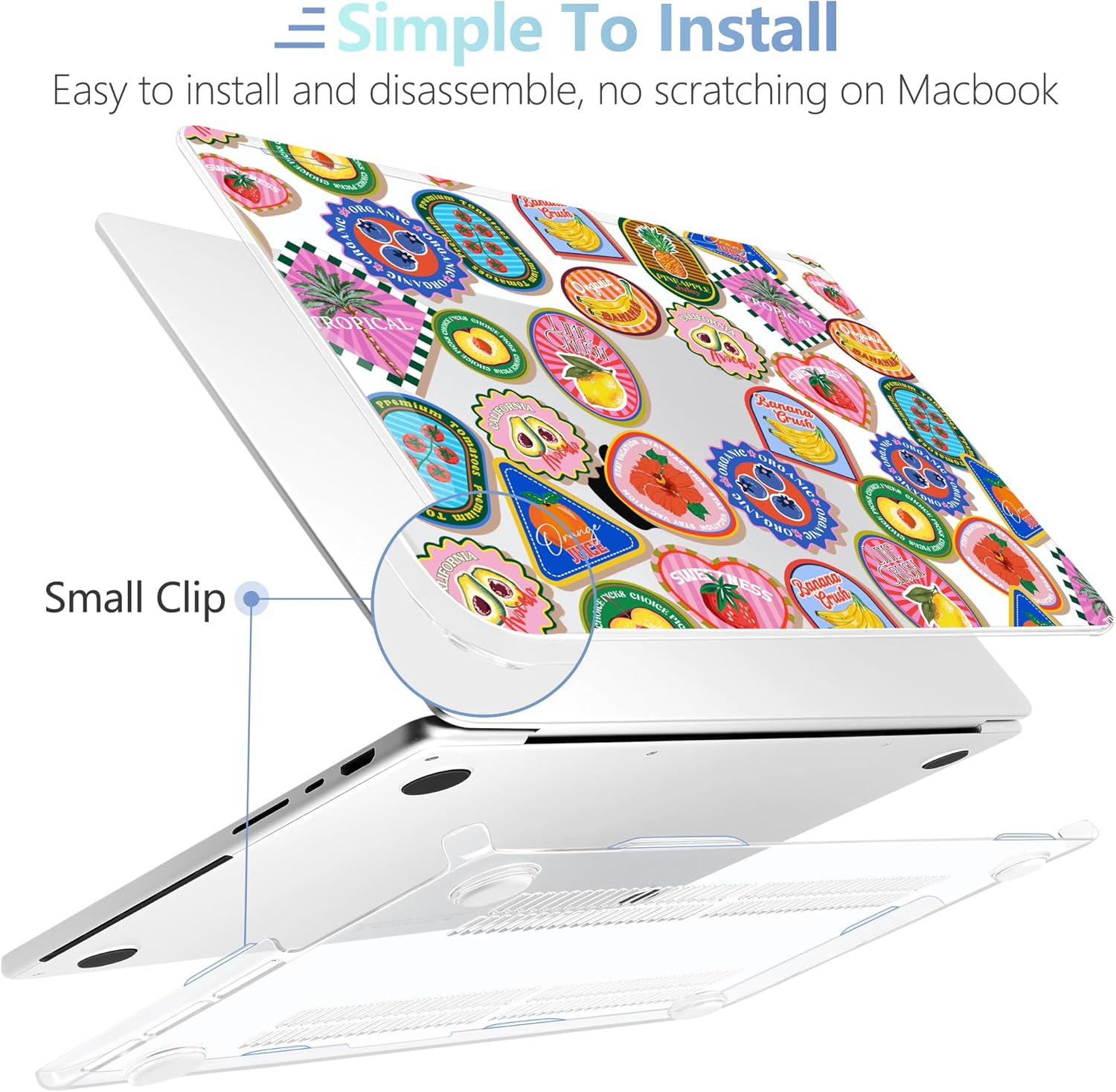 MEEgoodo Case for MacBook Pro 16 inch 2026 2024 2023 2021, Laptop Hard Shell Compatible with M5 M4 M3 M2 M1 Pro/Max Chip, Fit Model A3429/A3428/A3403/A3186/A2991/A2780/A2485, Fruit & Sticker