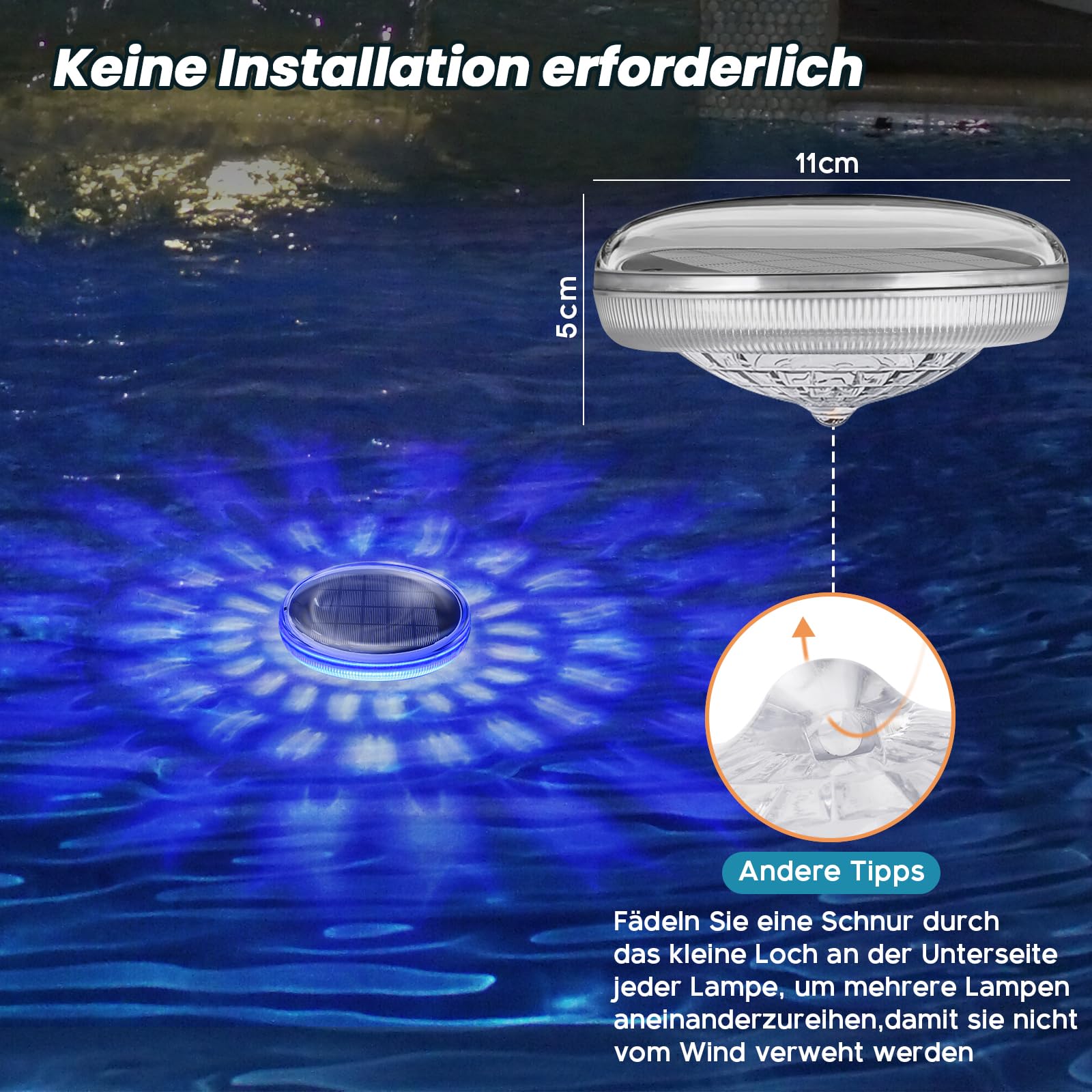 Poolbeleuchtung Unterwasser Solar, 2 Stück Schwimmende Poolbeleuchtung mit Fernbedienung, 12 Farbmodi, Timer, Wasserdicht Teichbeleuchtung Solar Pool Licht für Whirlpool, Schwimmbad, Badewanne Deko