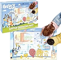 Official Bluey Water Drawing Mat - Extra Large 39" Reusable Mess-Free Doodle Pad with Stamps, Stencils & Water Pens for Kids 3+