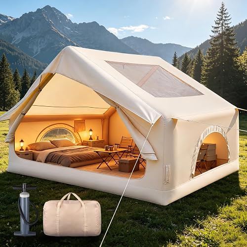 Tente de Camping Gonflable pour 4 Personnes avec Pompe 