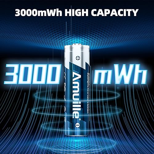 Miniatura 3 de Baterías AA recargables con cargador rápido, paquete de 8 baterías de litio aa, 1.5 V de alta potencia 3000 mWh, baterías dobles A recargables,