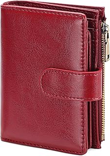 GAEKEAO Womens Wallet Small Leather RFID Blocking Bifold Zipper Pocket Wallet Card Case Purse with ID Window